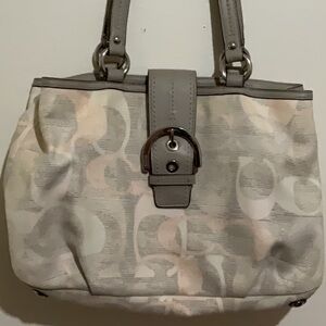 Coach fabric shoulder bag light pink/gray Signature logo A1220-F19205 VGC